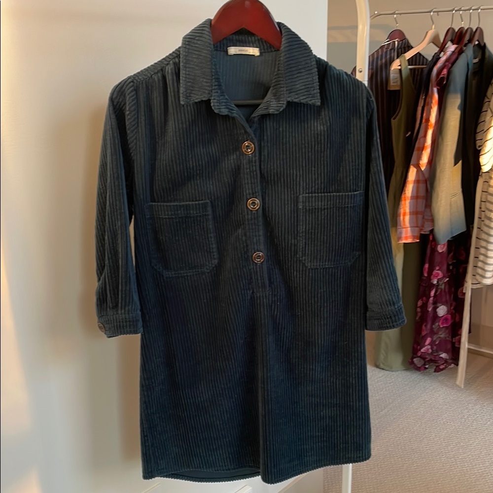 Dark green Corduroy dress with Pockets